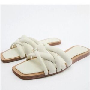 Zara cross strap white sandals